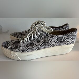 Vagabond Platform Sneakers Shoes Aztec Geometric textile Black White Laces 41/11